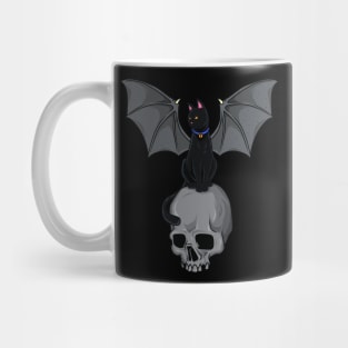 Gothic cat with wings on skull - Goth Mug